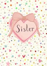 Pretty Birthday Card - For Sister - Bow Heart created by Love Lucy Illustration