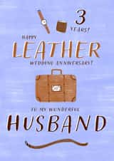 Cute Anniversary Card - 3 Years - For Husband created by Juniper and Rose Studio