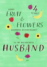 Cute Anniversary Card - 4 Years - Fruit & Flowers created by Juniper and Rose Studio