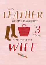 Cute Anniversary Card - 3 Years - Leather Anniversary created by Juniper and Rose Studio