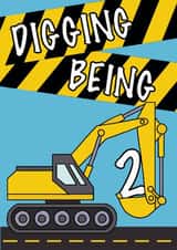 Cute 2nd Birthday Card - Digging Being 2 - Digger created by Wild Rose