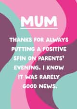 Funny Mother's Day Card - Parents' Evening created by The Buddy Fernandez Card Co.