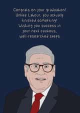 Funny Graduation Card - A Finished Policy, At Last! - Keir Starmer created by Dottie Mottie