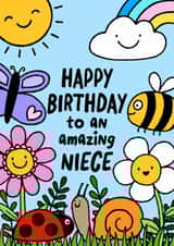 Cute Birthday Card - For Niece - Flowers created by Macie Dot Doodles