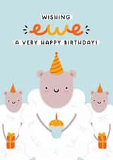 Cute Birthday Card - Wishing Ewe a Very Happy Birthday - Sheep Pun created by Joanne Hawker