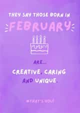 Fun Birthday Card - February Birthday - Cake created by Sian Moore Illustration
