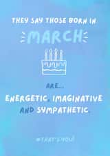 Fun Birthday Card - March Birthday - Cake created by Sian Moore Illustration