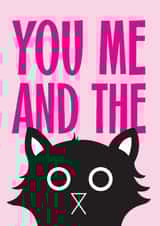 Cute romantic love card for cat loving wife, husband, girlfriend or boyfriend created by Baldy And The Fidget