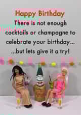 Funny Birthday Card - For Her - Cocktails and Champagne created by Bold & Bright Cards