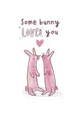 Cute Anniversary Card - Some bunny loves you -Rabbits - Heart created by Daisy Kate