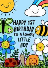 Cute 1st Birthday Card - For Him - Boy created by Macie Dot Doodles