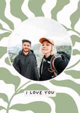 Personalised Anniversary Photo Card created by Spark and Wild - Modern Anniversary Card - I Love You - Wavy Leaves