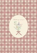 Thinking of you card, flowers, gingham, sympathy, just because created by Mim’s cards