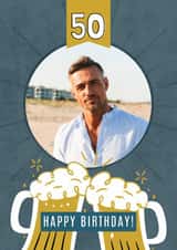 Personalised Birthday Photo Card created by @hollielonglanddesigns - Classic 50th Birthday Card - For Him - Beers
