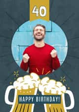 Personalised Birthday Photo Card created by @hollielonglanddesigns - Classic 40th Birthday Card - For Him - Beers