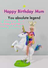 Fun Birthday Card - For Mum - Legend Mum Riding Unicorn created by Bold & Bright Cards