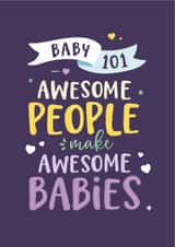 Cute New Baby Card - Awesome People Make Awesome Babies - Typography created by Kreate Paper Co.