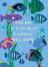 Funny Congratulations Card - Officially A Genius - Fish created by @Laura Lonsdale Designs