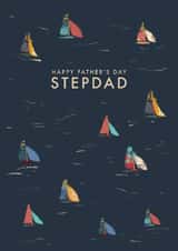 Classic Father's Day Card - For Stepdad - Illustrated Boats created by Rebecca Prinn