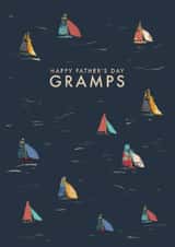 Classic Father's Day Card - For Gramps - Illustrated boats created by Rebecca Prinn