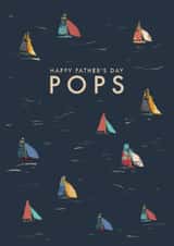 Classic Father's Day Card - For Pops - Illustrated Boats created by Rebecca Prinn