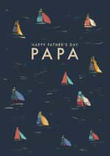 Classic Father's Day Card - For Papa - Illustrated Boats created by Rebecca Prinn
