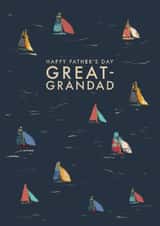Classic Father's Day Card - For Great-Grandad - Illustrated Boats created by Rebecca Prinn