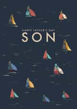 Classic Father's Day Card - For Son - Illustrated Boats created by Rebecca Prinn
