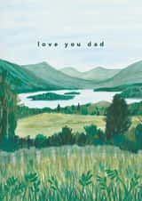 Arty Birthday/Father's Day Card - Mountain Landscape - Love You Dad created by Joy Jen Studio