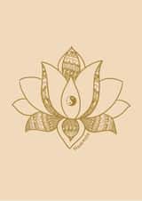 Namaste Lotus Flower Card – Yoga, Meditation & Zen - thinking of you, friendship created by Esther Denton