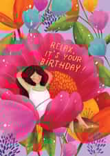 Pretty Birthday Card - For Her - Relax It's Your Birthday! created by Aniet Illustration