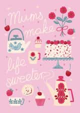 Afternoon Tea Mother's Day card - with cute cakes and Scandi coffee and teapots created by Gemma Stanton Creative
