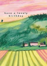 Arty Birthday Card - Sunset Countryside created by Joy Jen Studio