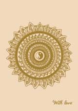 Mandala yin-yang with love card, gold mandala design card - with love created by Esther Denton