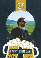 Personalised Birthday Photo Card created by @hollielonglanddesigns - Classic 21st Birthday Card - For Him - Beers