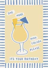 Fun Cocktail Birthday Card - Piña Colada - Yellow Arty Card For Her created by Rachel Jones