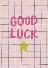 Classic Good Luck Card - Pink Grid Pattern created by Sweetlove Press