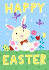 Cute Easter Card - Bunny Rabbit - Flowers & Butterflies created by Dale Simpson