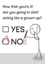 Funny Birthday Card - 21st - Act Like A Grown Up created by Arrow Gift Co