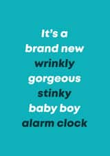 Funny New Baby Card - Stinky Alarm Clock - Baby Boy created by Bev O'Connor || @oconnordesign