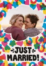 Personalised Wedding Photo Card created by Woah there Pickle - Fun Wedding Card - Rainbow Confetti - Just Married