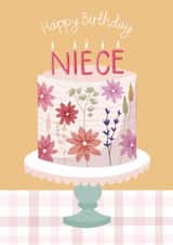 Classic Birthday Card - For Niece - Cake created by Two For Joy Illustration