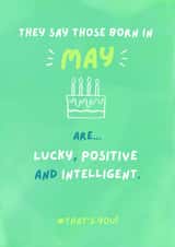 Fun Birthday Card - May Birthday - Cake created by Sian Moore Illustration