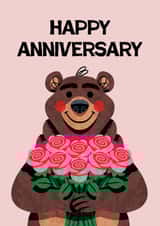 Cute Anniversary Card - Bear With Roses created by Folio | Ian Owen