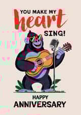 Cute Anniversary Card - Gorilla - You Make My Heart Sing created by Folio | Ian Owen