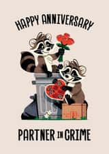 Cute Anniversary Card - Racoons - Partner in Crime created by Folio | Ian Owen