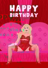 Cheeky Birthday Card - Sabrina Carpenter - Brit Awards created by Pink Peach Cards