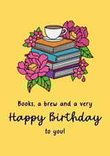Pretty Birthday Card - Books And A Brew created by Perry-Cuff Designs