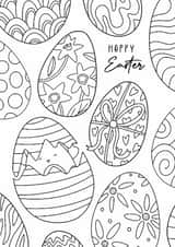 Cute Easter Card - Easter Eggs - Colouring In created by Debbie Daley Illustrations