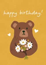 Cute Birthday Card - Bear - Flowers created by Hello Elks